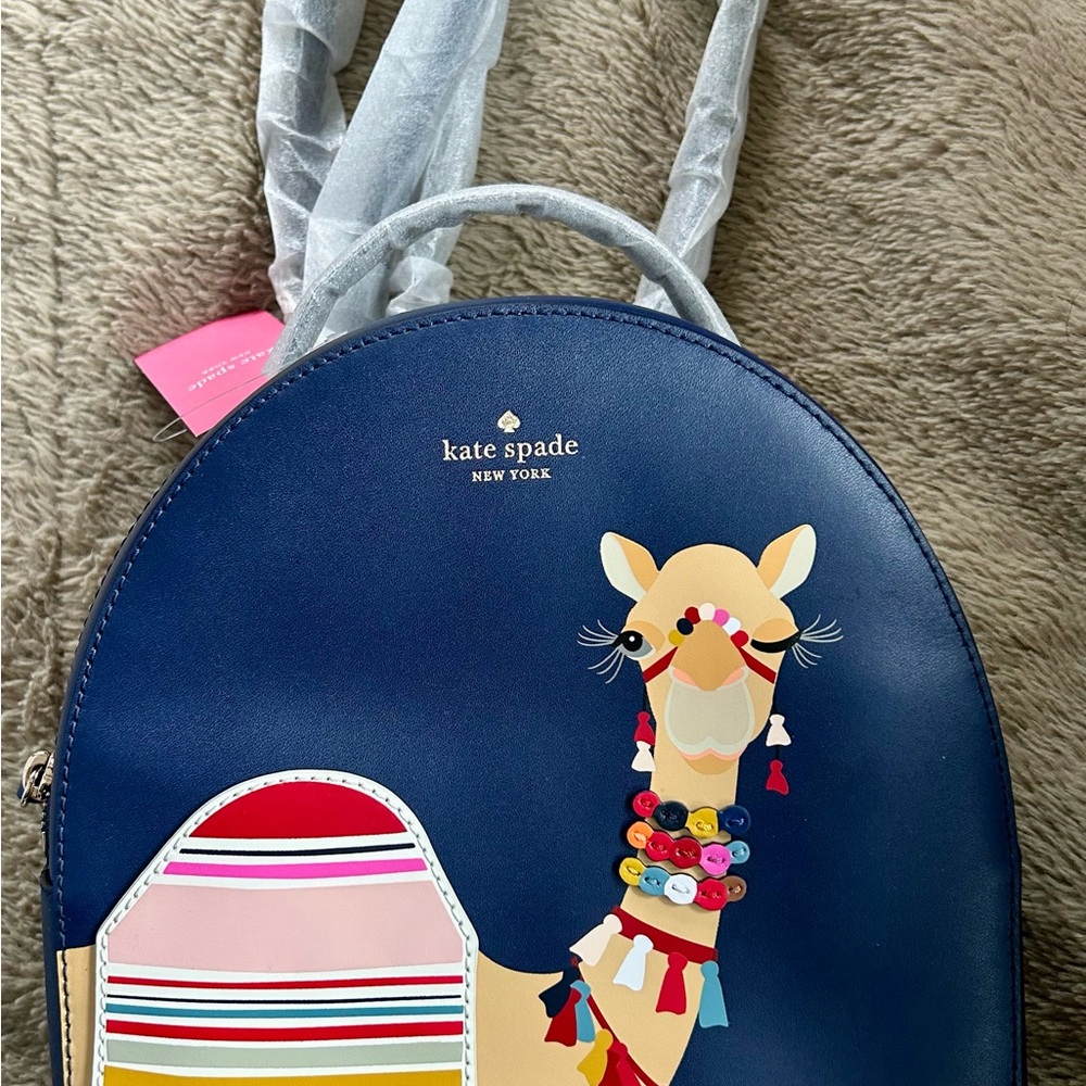 Kate Spade Navy Camel Graphic Backpack - Picture 2 of 13